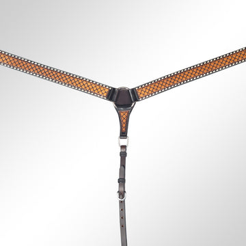 AMERICAN DARLING Western Horse Breast Collar Hand Carved American Leather Tan